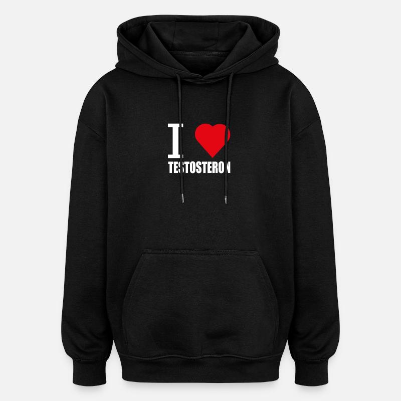 J'AIME TESTOSTÉRONE BLANC - Sweat à capuche oversize unisexe - noir