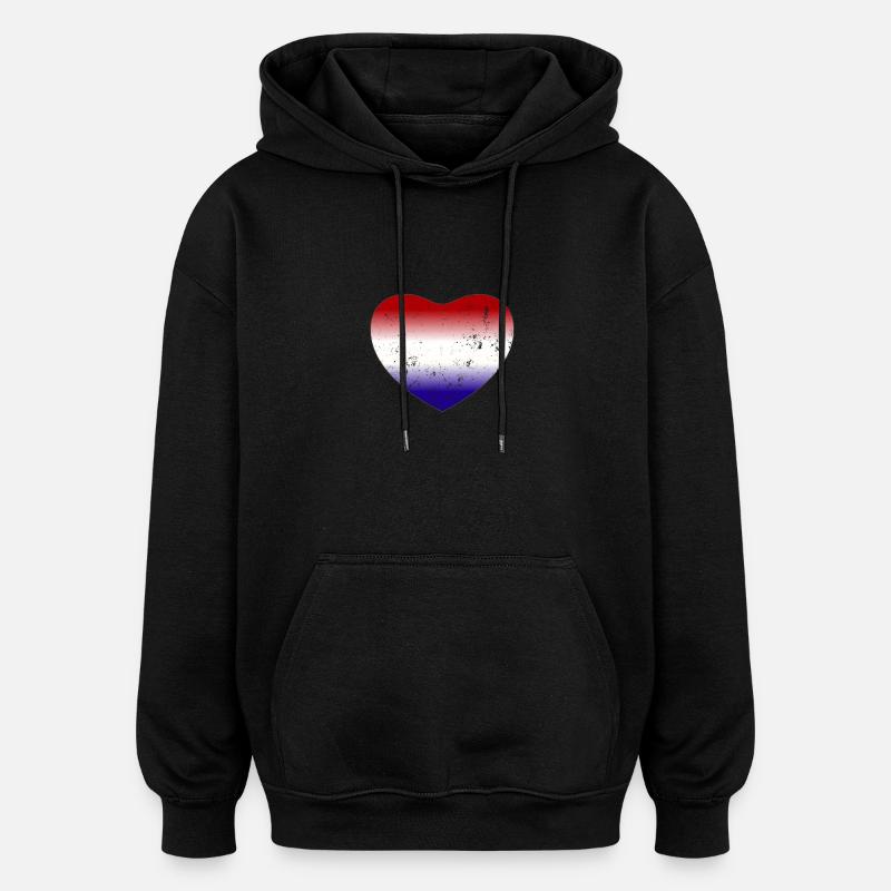 Hollande Pays-Bas Drapeau Herz - Sweat à capuche oversize unisexe - noir