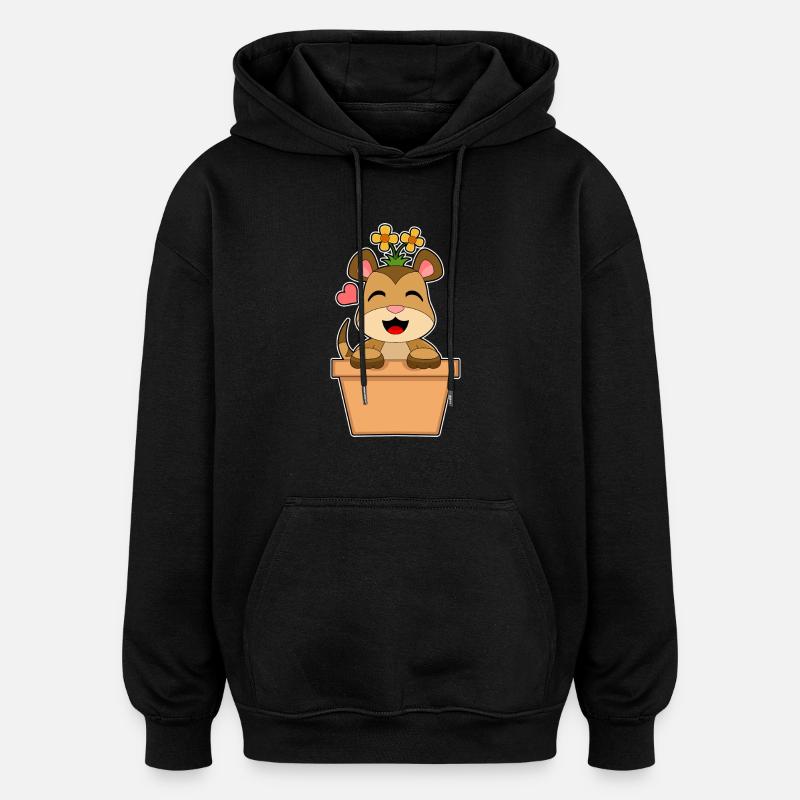 Fleur de suricate - Sweat à capuche oversize unisexe - noir
