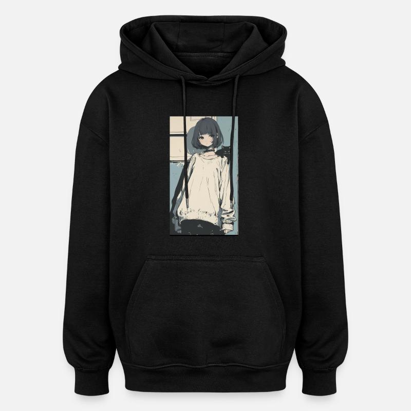 SWS ANIME - Sweat à capuche oversize unisexe - noir