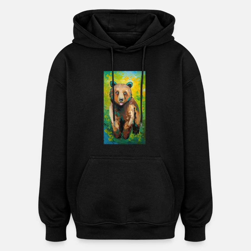 Peinture d’ours Bär Gemälde - Sweat à capuche oversize unisexe - noir