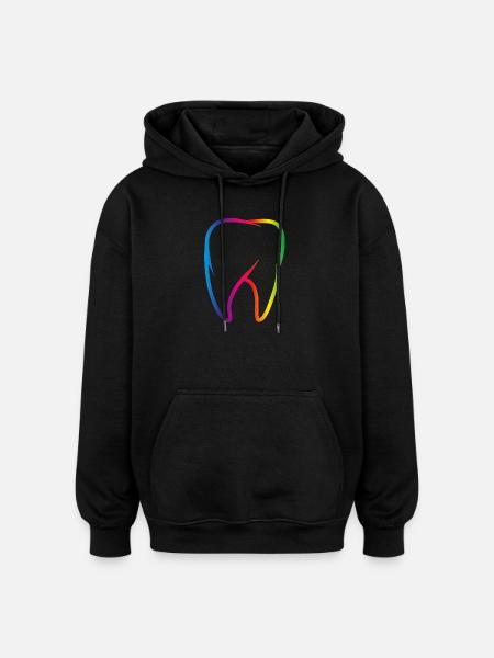 leuchtend bunter Regenbogen Zahn - Oversized Unisex Hoodie - Schwarz