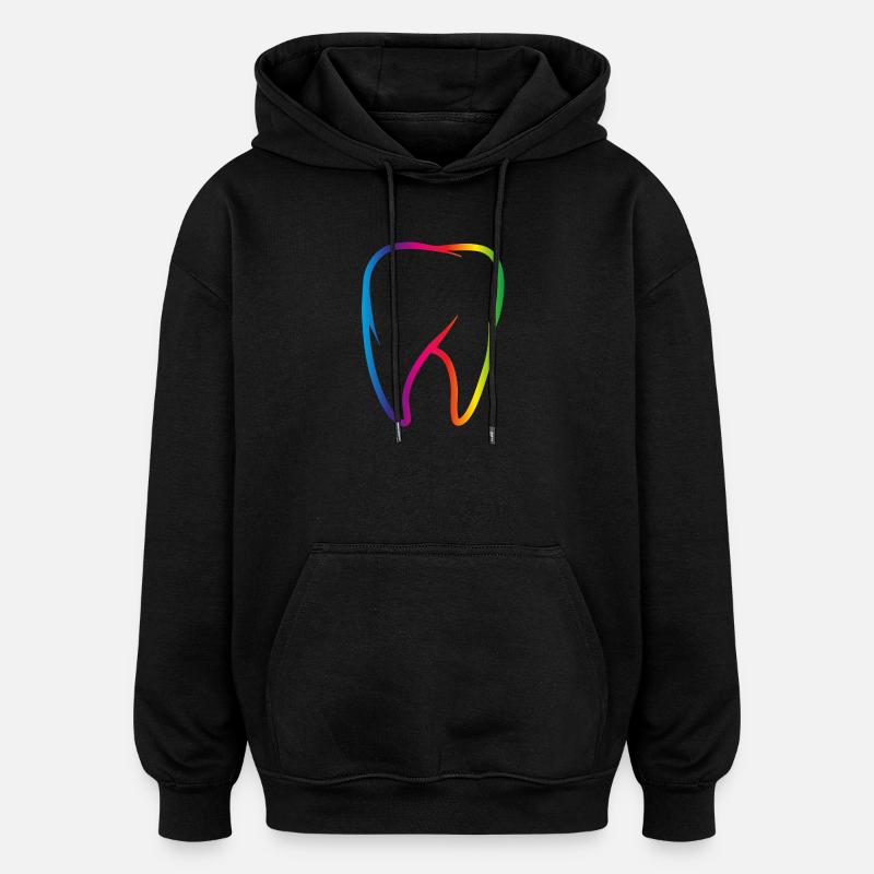 leuchtend bunter Regenbogen Zahn - Oversized Unisex Hoodie - Schwarz