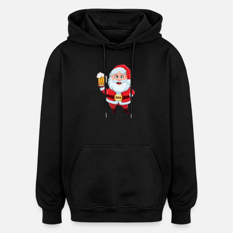 Père Noël avec chope à bière - Sweat à capuche oversize unisexe - noir