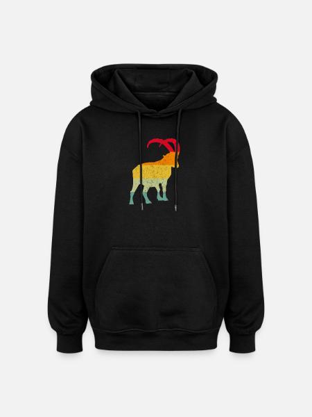 Steinbock, Wandern, Berge - Oversized Unisex Hoodie - Schwarz