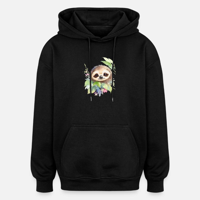 Faultier - Oversized Unisex Hoodie - Schwarz
