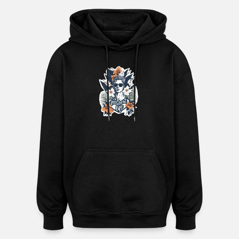 My best life - Sweat à capuche oversize unisexe - noir