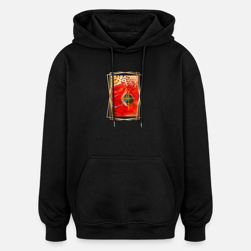 Abstraction de formes géométriques vibrantes - Sweat à capuche oversize unisexe - noir
