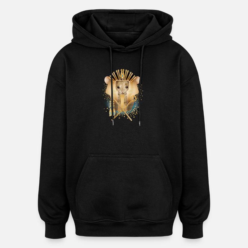 Mouse with Egyptian Pharaoh Mask - Oversized Unisex Hoodie - black