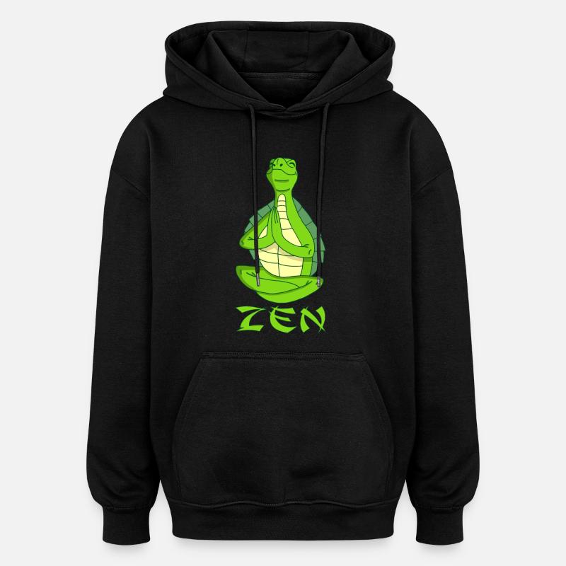 Tortue yogi - Sweat à capuche oversize unisexe - noir