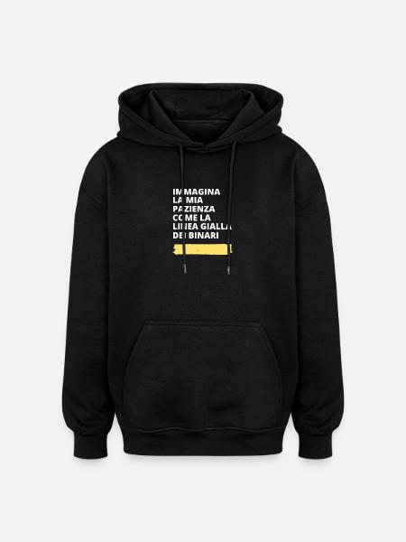 Immagina - motivo ironico e divertente - Felpa con cappuccio unisex oversize - nero