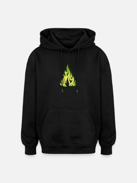 Verdant Flame Watercolor Fire - Oversized Unisex Hoodie - black