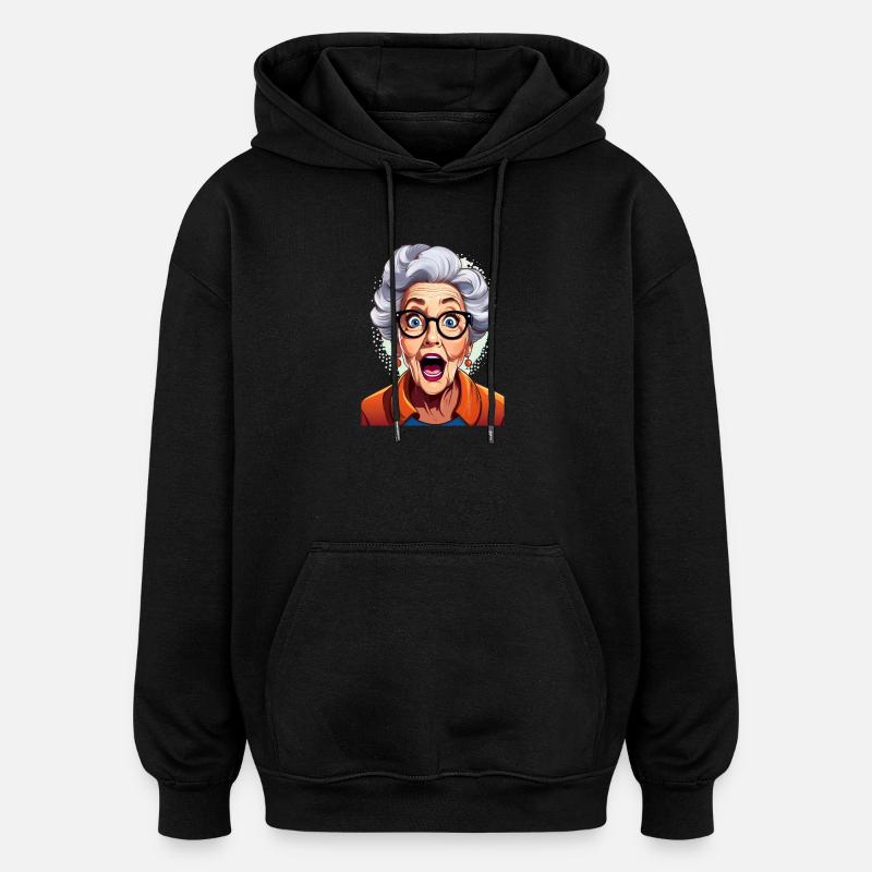 Erstaunte Großmutter - Oversized Unisex Hoodie - Schwarz