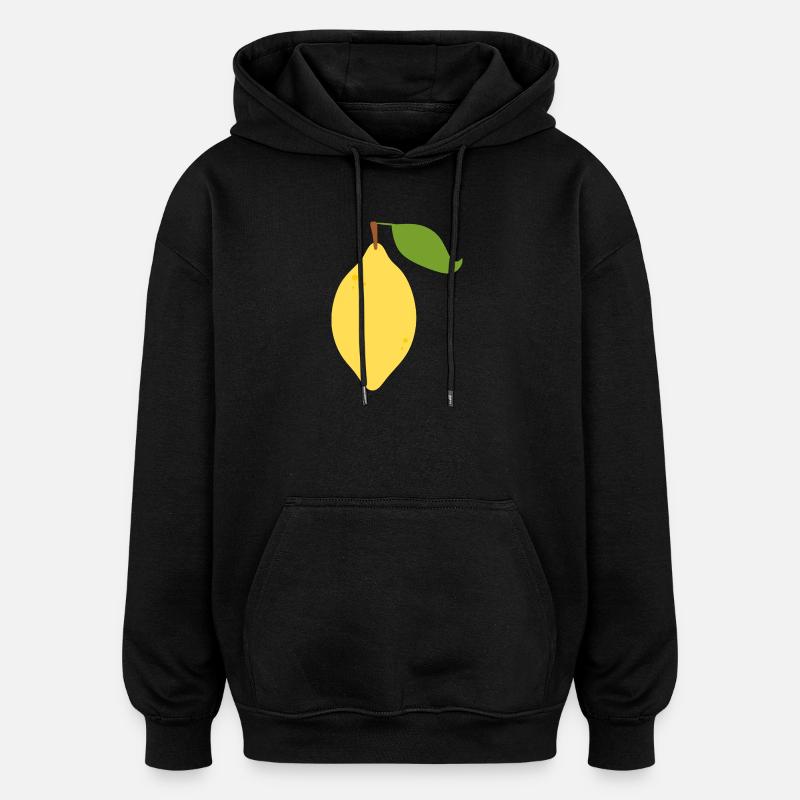 Modern Lemon Citrus Pattern Design - Oversized Unisex Hoodie - black