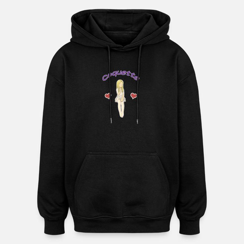 Fillette coquette - Sweat à capuche oversize unisexe - noir