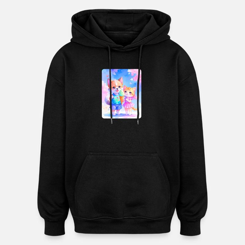 Hündchen, Kätzchen & Eiscreme - Oversized Unisex Hoodie - black