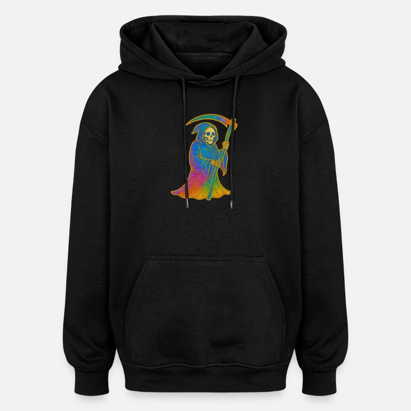 Der Tod | Regenbogen Sensenmann - Oversized Unisex Hoodie - Schwarz
