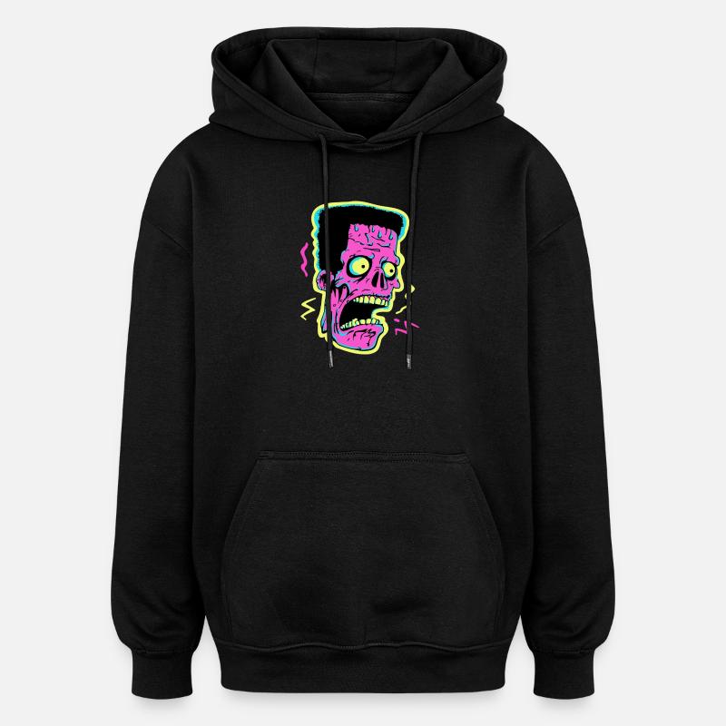 Néon Zombie Screamer Pop Art - Sweat à capuche oversize unisexe - noir