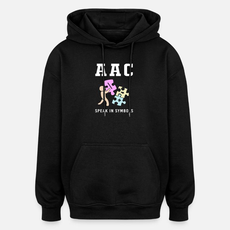 Communication AAC Langue des signes SLP - Sweat à capuche oversize unisexe - noir