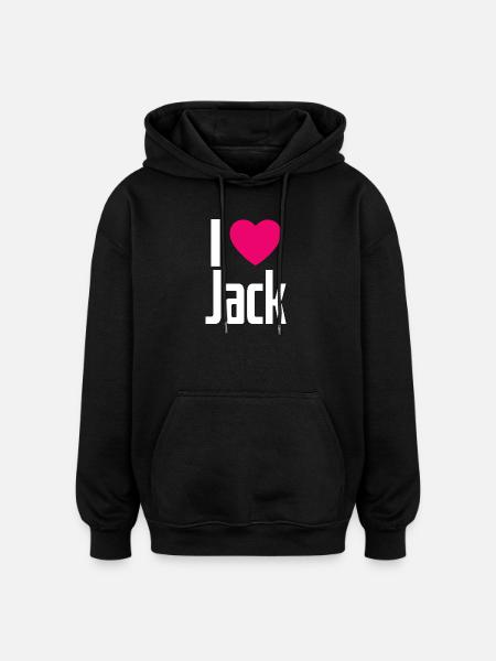 J’aime Jack Cœur Rose J’aime Jack - Sweat à capuche oversize unisexe - noir