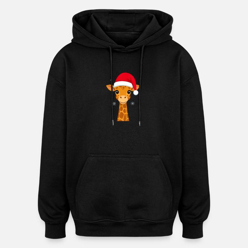Une girafe pour Noël - Sweat à capuche oversize unisexe - noir