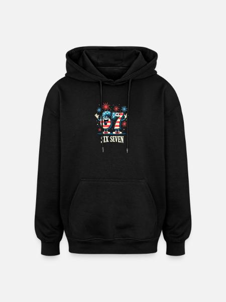 US Flag 67 Memes Six Seven - Sweat à capuche oversize unisexe - noir