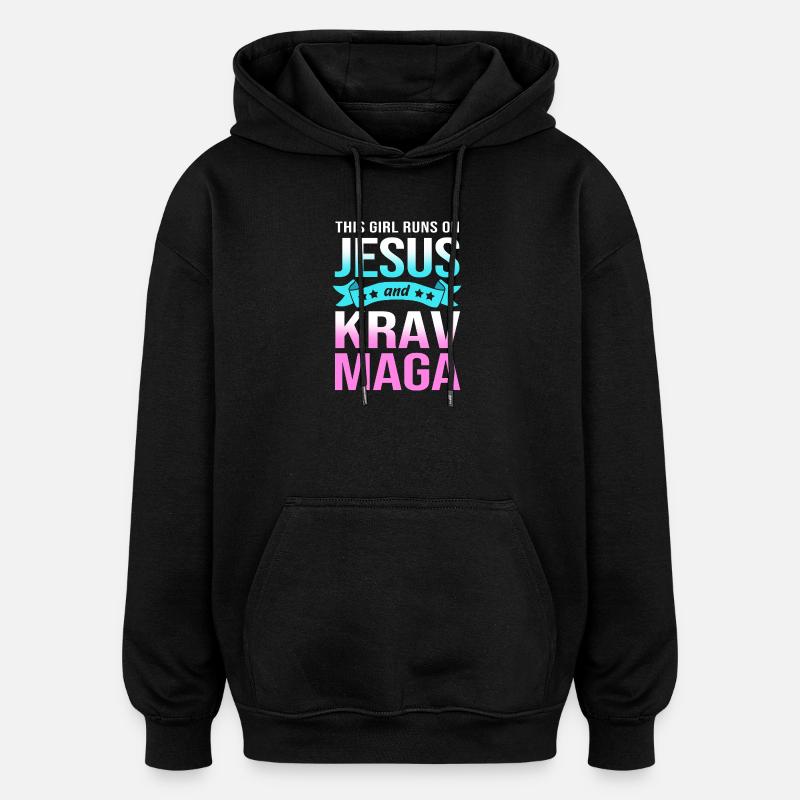 Krav Maga - Sweat à capuche oversize unisexe - noir