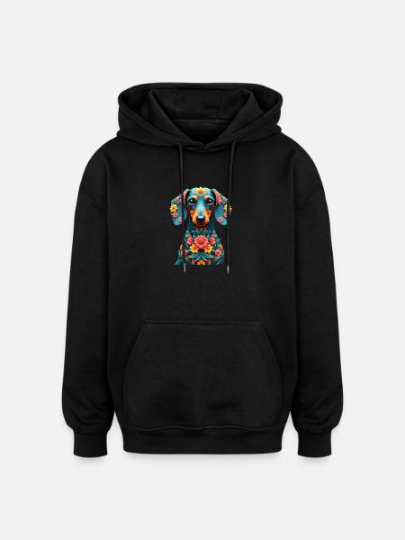 Dackel teckel teckel tekel - Sweat à capuche oversize unisexe - noir