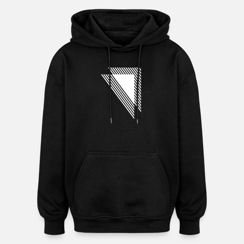 Geometric Triangles Diagonal Monochrome Grid - Oversized Unisex Hoodie - black