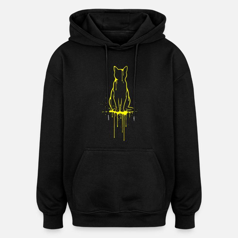 Silhouette de chat Look doré - Sweat à capuche oversize unisexe - noir