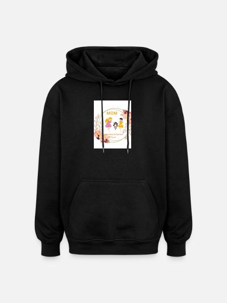Mom Pure Love Floral Circle - Oversized Unisex Hoodie - black