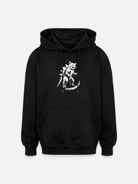 Spiky Fur Monster Silhouette - Oversized Unisex Hoodie - black