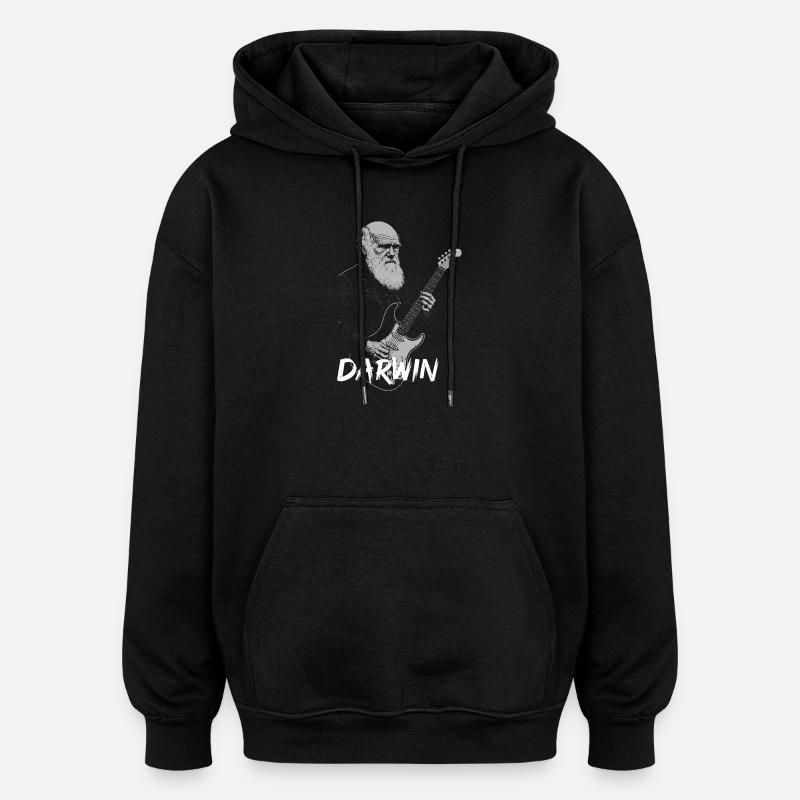 Darwin Playing Guitar Evolution - Oversized Unisex Hoodie - black