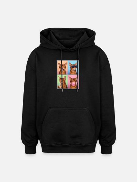 Cats Abyssinian Cat - Oversized Unisex Hoodie - black