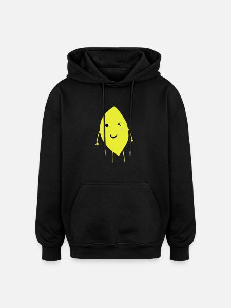 Winking Lemon - Sweat à capuche oversize unisexe - noir