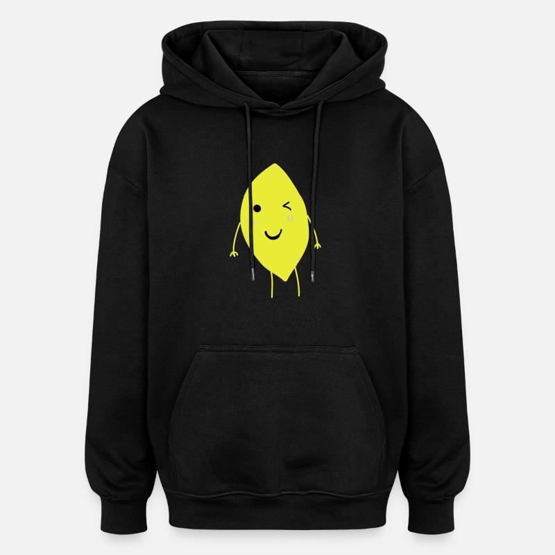 Winking Lemon - Oversized Unisex Hoodie - black