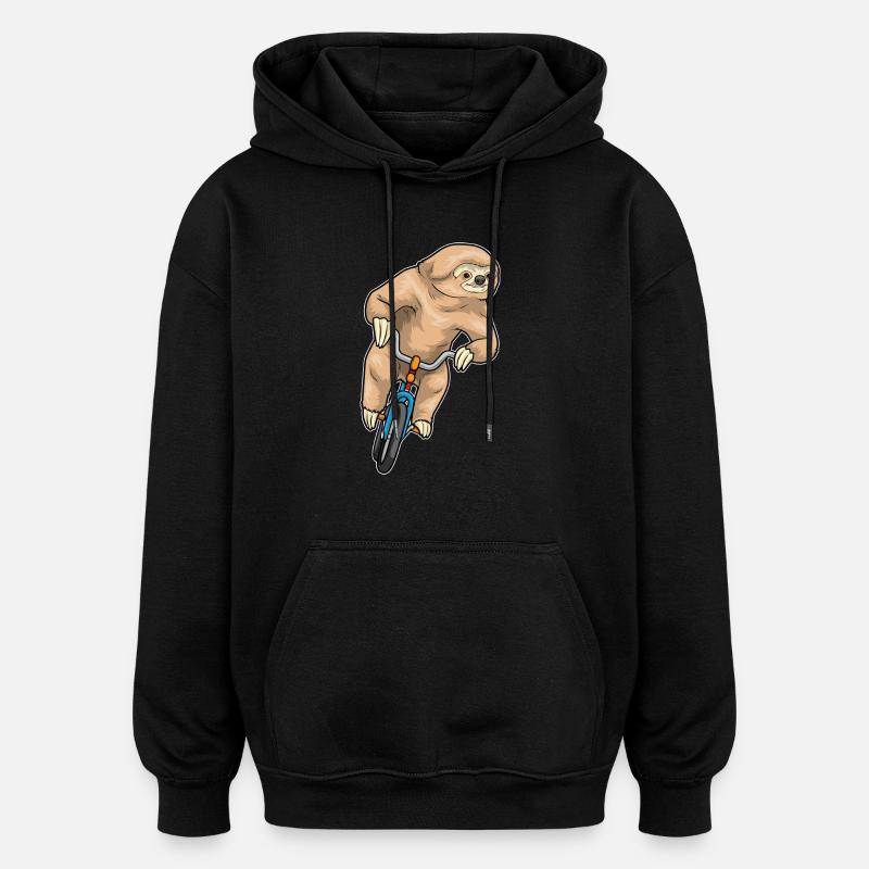 Sloth Bicycle - Oversized Unisex Hoodie - black