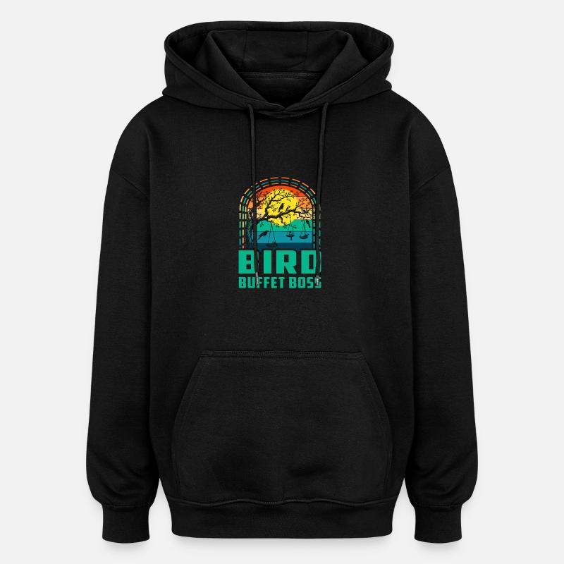 Bird Buffet - Oversized Unisex Hoodie - black