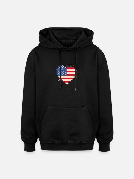 Veteran Herz USA - Oversized Unisex Hoodie - Schwarz