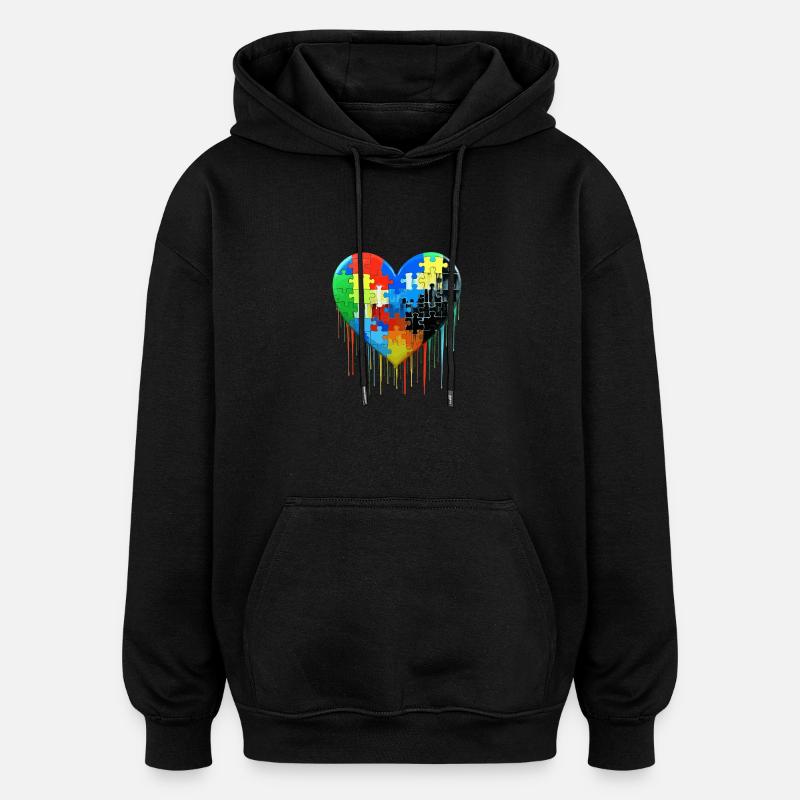 Autismus Puzzle Herz - Oversized Unisex Hoodie - Schwarz