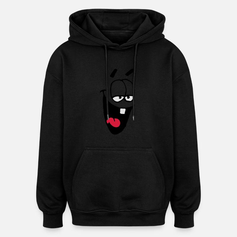Laughing Comic Face Schadenfreude Laughing - Oversized Unisex Hoodie - black