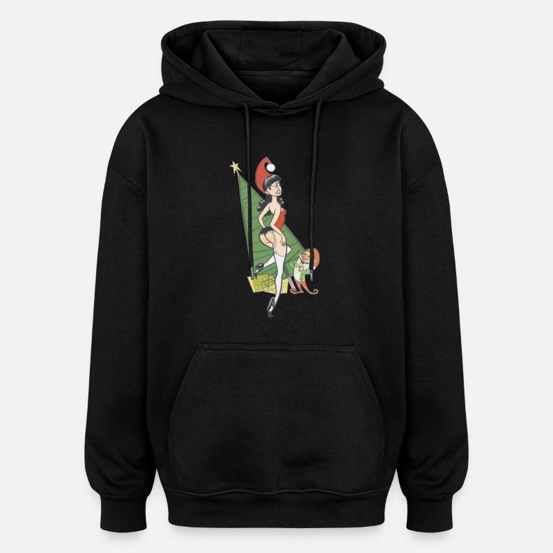 Christmas Noël Pinup - Sweat à capuche oversize unisexe - noir