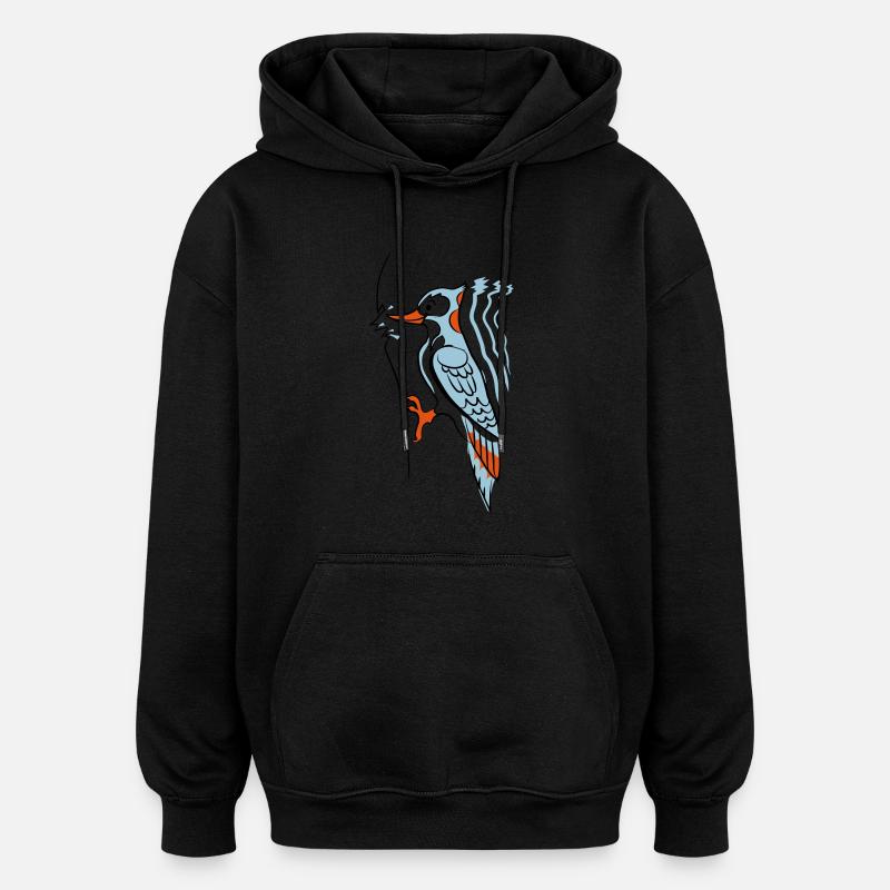 Specht hackt rum - Oversized Unisex Hoodie - Schwarz