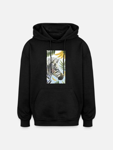 zèbre - Sweat à capuche oversize unisexe - noir