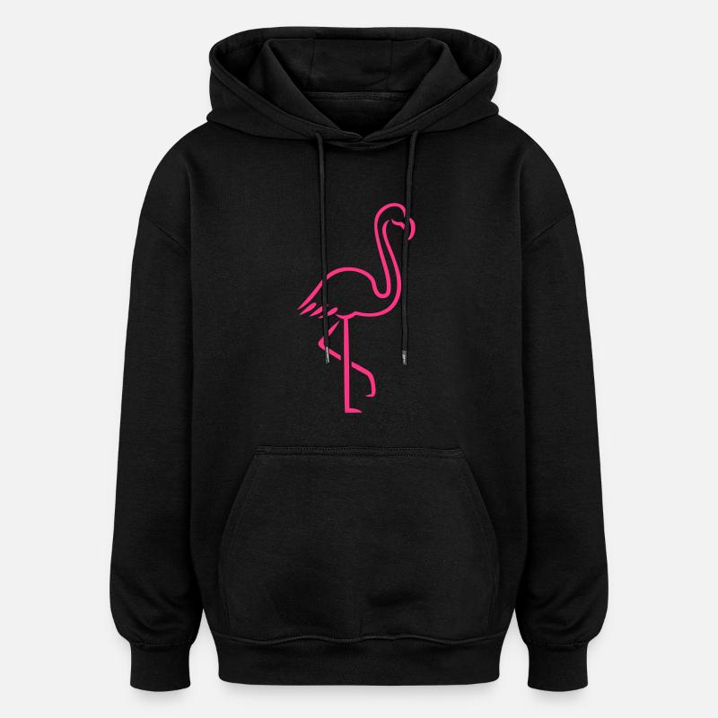 Flamant - Sweat à capuche oversize unisexe - noir