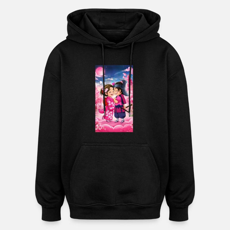 Amour Manga – Romance de Saint-Valentin - Sweat à capuche oversize unisexe - noir