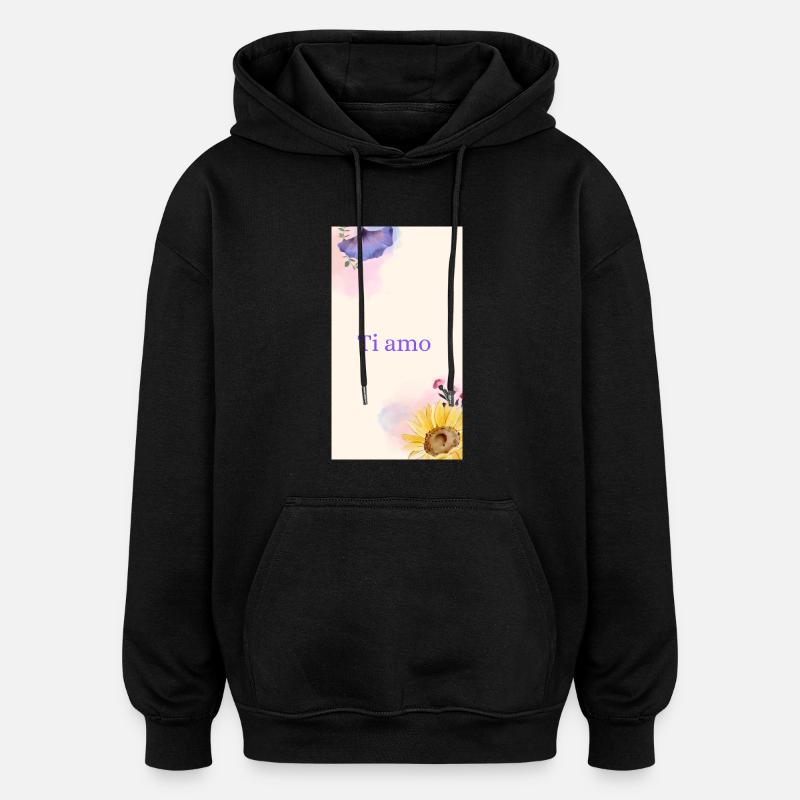 Je t’aime violet - Sweat à capuche oversize unisexe - noir