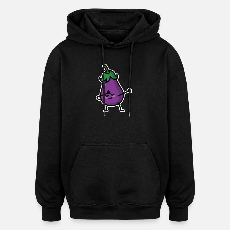 Aubergine eggplant dab dabbing - Sweat à capuche oversize unisexe - noir