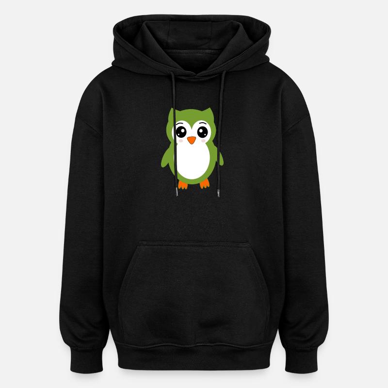 Eule grüne Eule - Oversized Unisex Hoodie - Schwarz