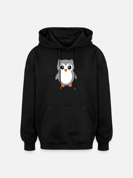 graue Eule - Oversized Unisex Hoodie - Schwarz